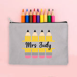 Personalised Teacher Name Zipper Makeup Bags Travel Wash Storage Pouch