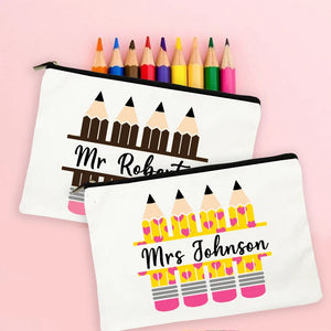 Personalised Teacher Name Zipper Makeup Bags Travel Wash Storage Pouch