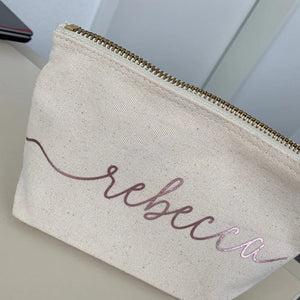 Personalised Monogram Makeup Bag Bride Calligraphy Cosmetic Gift