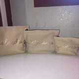 Personalised Monogram Makeup Bag Bride Calligraphy Cosmetic Gift