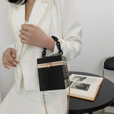 Personality Acrylic Box Crossbody Bag with Thick Chain Candy Lock Clutch