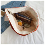 Smiley Cartoon Handbag Shopper Bag High Capacity Canvas Women's