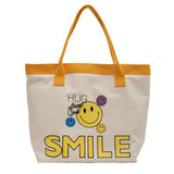 Smiley Cartoon Handbag Shopper Bag High Capacity Canvas Women's