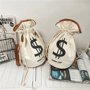Dollar Printed Canvas Crossbody Bag