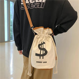 Dollar Printed Canvas Crossbody Bag
