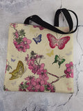 Chinese Style Linen Fabric Bag Butterfly & Flower Women's Handbag Tote