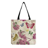 Chinese Style Linen Fabric Bag Butterfly & Flower Women's Handbag Tote
