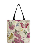 Chinese Style Linen Fabric Bag Butterfly & Flower Women's Handbag Tote