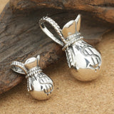 Thai Silver Vintage Pendant 925 Sterling Silver Lucky Money Bag