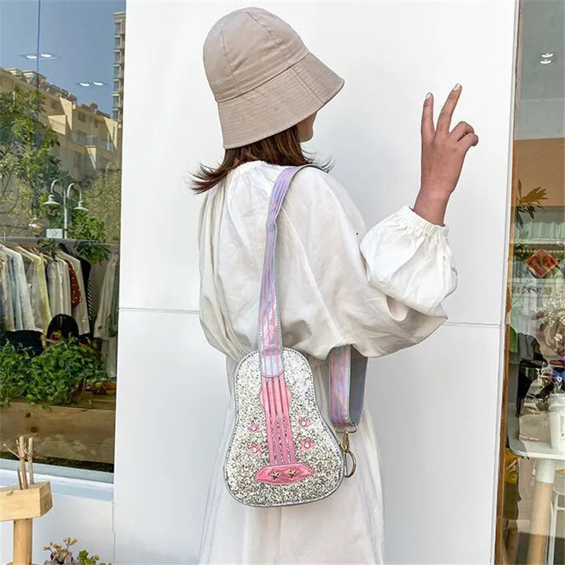 Personality Guitar-shaped PU Leather Shoulder Bag