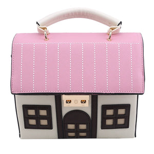 House Shaped Leather Women Handbags Creative Girl Crossbody Bag