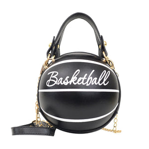 INS Women Ball Bag Soft PU Leather Round Crossbody Hand Bags Female Basketball B