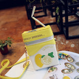 Milk Box Shape Shoulder Bag Printed Drink Bottle Crossbody Bags