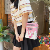 Milk Box Shape Shoulder Bag Printed Drink Bottle Crossbody Bags