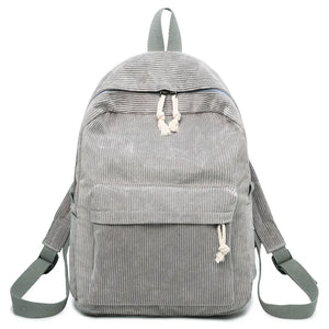 Striped Velvet Large-capacity Couple High School Student Backpack