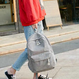 Striped Velvet Large-capacity Couple High School Student Backpack