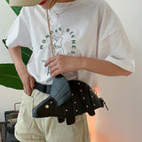 Rivets Dinosaur Shoulder Bag PU Leather Chain Crossbody Messenger Bag