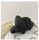 Rivets Dinosaur Shoulder Bag PU Leather Chain Crossbody Messenger Bag