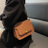 Western Style Shoulder Bag Locking Buckle Messenger Bag