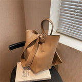 Women Bucket Bag PU Leather High Capacity Shoulder Bags Handbag