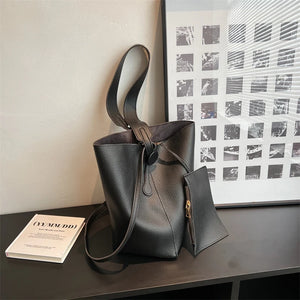 Women Bucket Bag PU Leather High Capacity Shoulder Bags Handbag