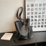 Women Bucket Bag PU Leather High Capacity Shoulder Bags Handbag