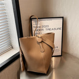 Women Bucket Bag PU Leather High Capacity Shoulder Bags Handbag