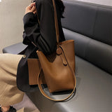 Women Bucket Bag PU Leather High Capacity Shoulder Bags Handbag