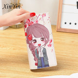 Creative Cartoon Girl Printed Long Wallet PU Leather Clutch