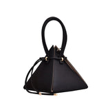 Triangle Bucket Bag Splicing PU Leather Shoulder Purse