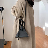 Triangle Bucket Bag Splicing PU Leather Shoulder Purse