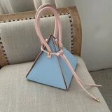 Triangle Bucket Bag Splicing PU Leather Shoulder Purse