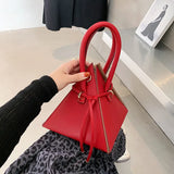 Triangle Bucket Bag Splicing PU Leather Shoulder Purse