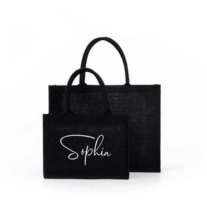 Personalized Bridesmaid Large Beach Bag Burlap Shopping Bags