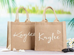 Personalized Burlap Tote Bag - Bride Beach Tote Bag - Bridesmaid Gift