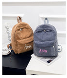 Personalized Corduroy Navy Khaki Gary Student Backpack