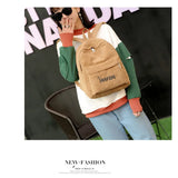 Personalized Corduroy Navy Khaki Gary Student Backpack