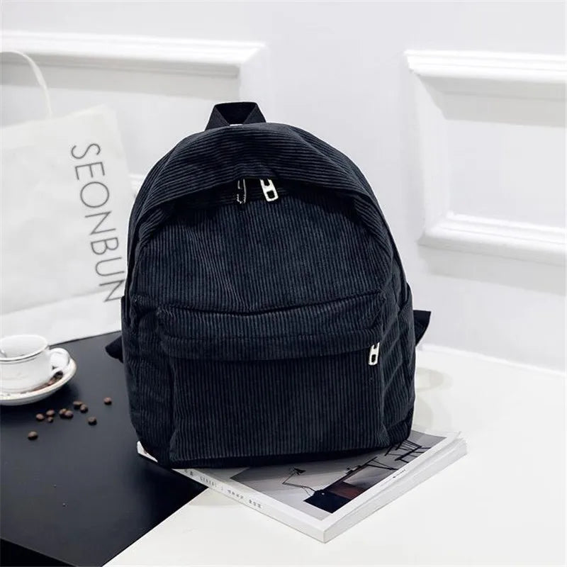 Personalized Corduroy Navy Khaki Gary Student Backpack