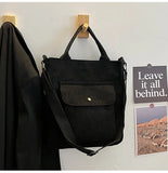 Personalized Corduroy Shoulder Bag with Monogram, Handbag for Shopping