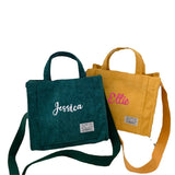 Embroidered Corduroy Women's Crossbody Bag