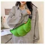 Creative Plush Bean Shape Crossbody Bag Soft Plush Shoulder Bag Fun Chest Bag
