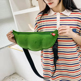 Creative Plush Bean Shape Crossbody Bag Soft Plush Shoulder Bag Fun Chest Bag