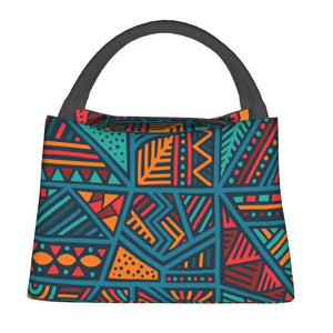 African Pattern Lunch Bag Insulated Cooler Office Travel Lunchbox