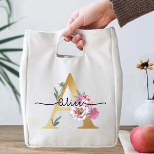 Personalized Initial with Name Insulated Lunch Bag Women Kids