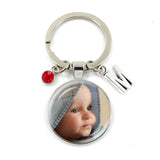 Personalized Keychain Birthstone 26 Letters Photo Mum Dad Baby Children Grandpa
