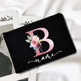 Personalized Name Letter Print Makeup Bag Organizer Wash Storage Pouch
