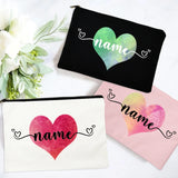 Personalized Love Heart Makeup Bag Monogram Pouch Gift