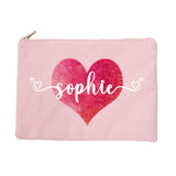 Personalized Love Heart Makeup Bag Monogram Pouch Gift