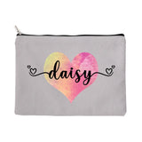 Personalized Love Heart Makeup Bag Monogram Pouch Gift