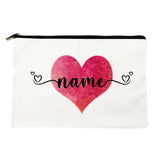 Personalized Love Heart Makeup Bag Monogram Pouch Gift